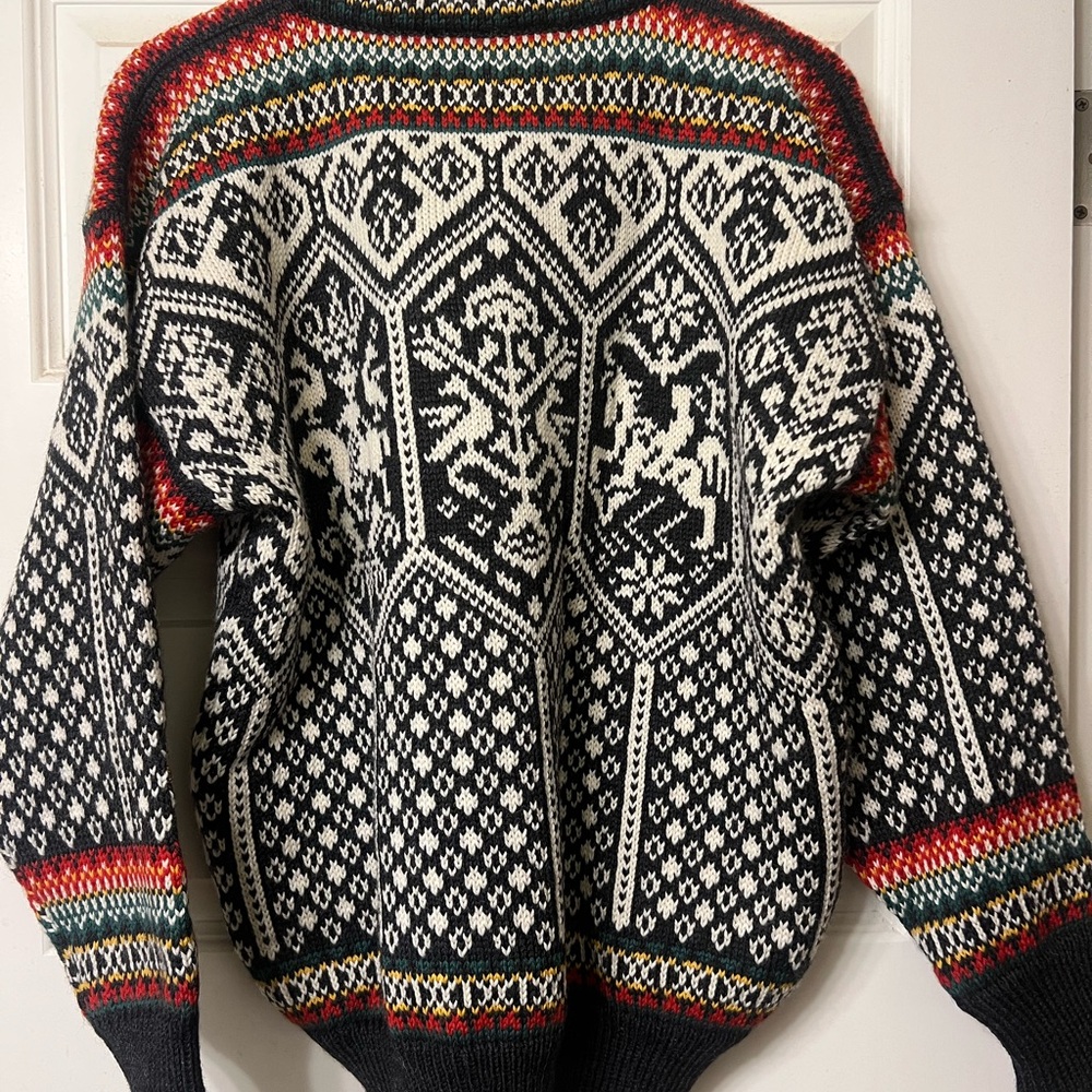 Dale of Norway Black and White Crewneck Sweater with Nordic Pattern